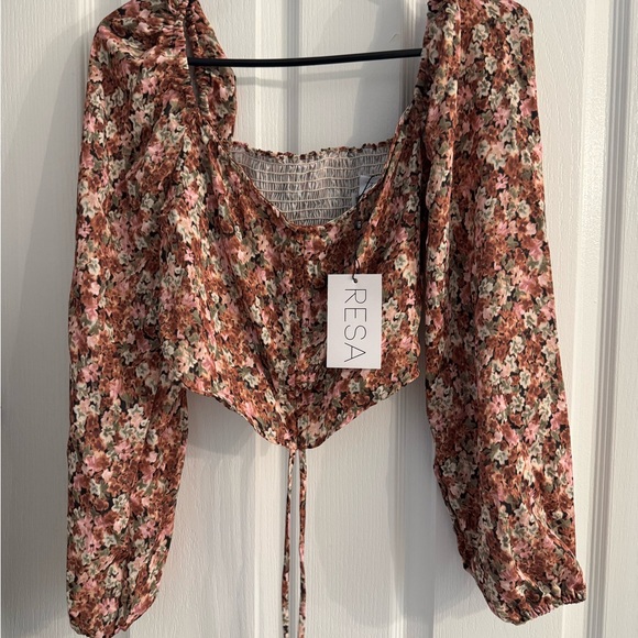 RESA Floral Blouse - Pink and Brown - Picture 1 of 3